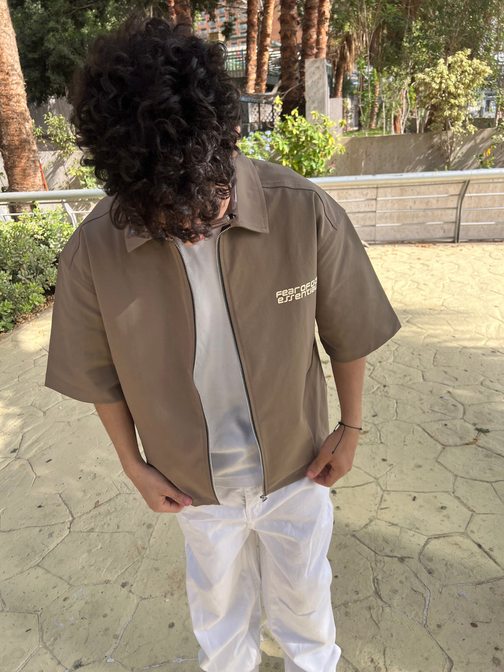 Zip-Up Boxy Fit Shirt