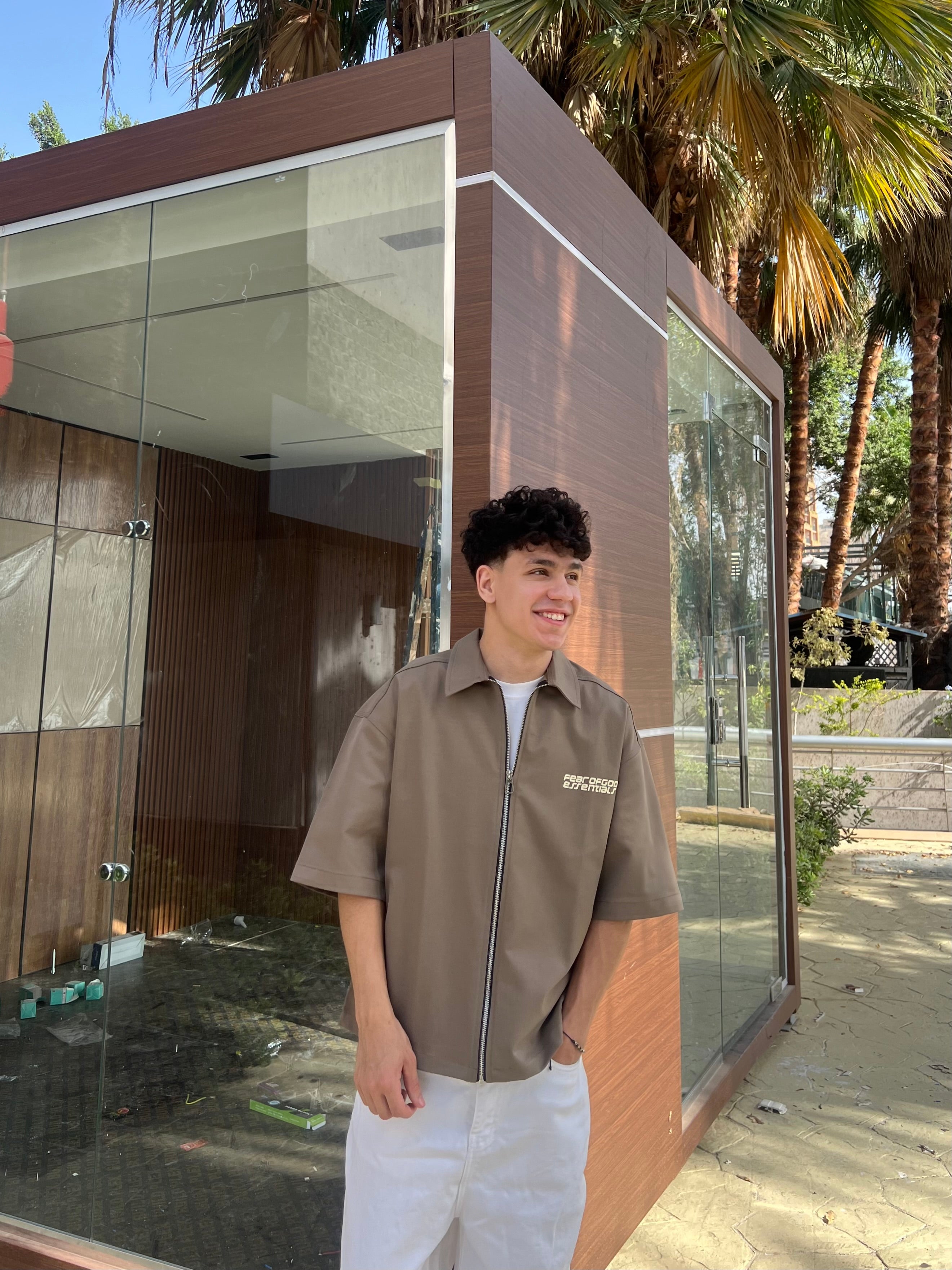 Zip-Up Boxy Fit Shirt