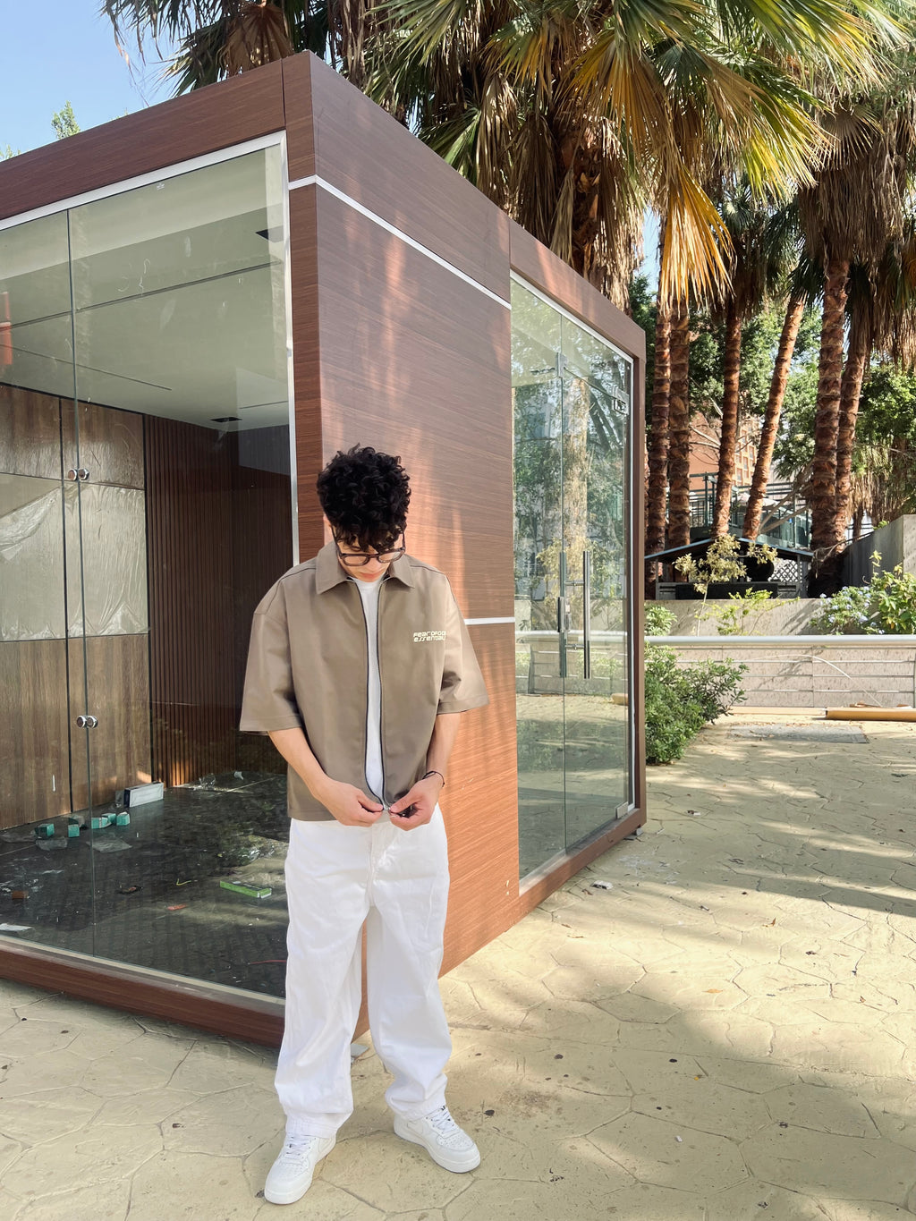 Zip-Up Boxy Fit Shirt