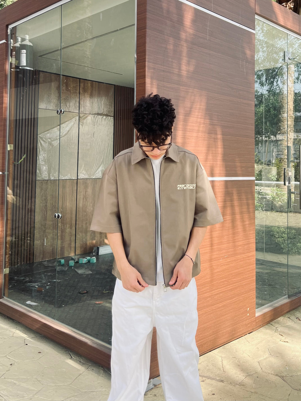 Zip-Up Boxy Fit Shirt