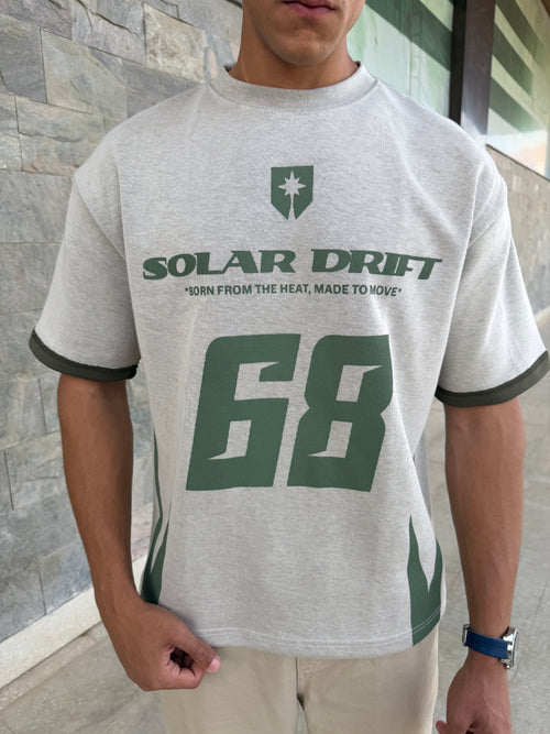 Solar Drift Tee - Grey/ Olive Green