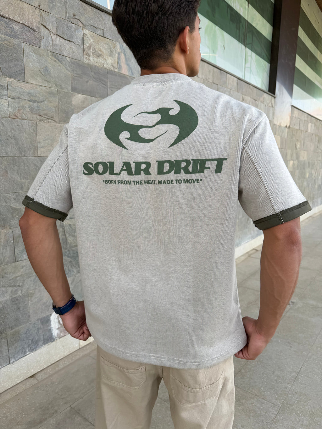 Solar Drift Tee - Grey/ Olive Green