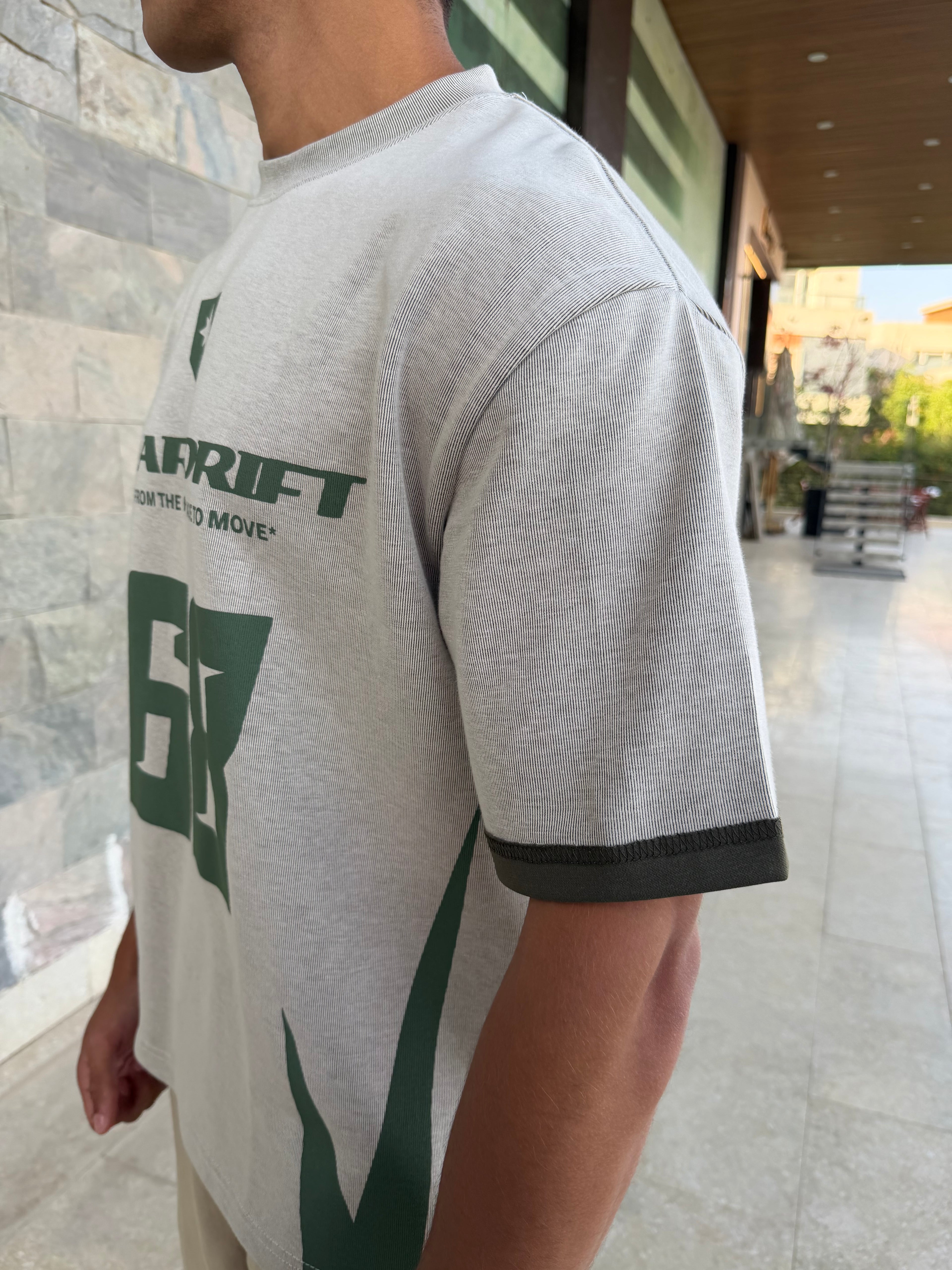 Solar Drift Tee - Grey/ Olive Green
