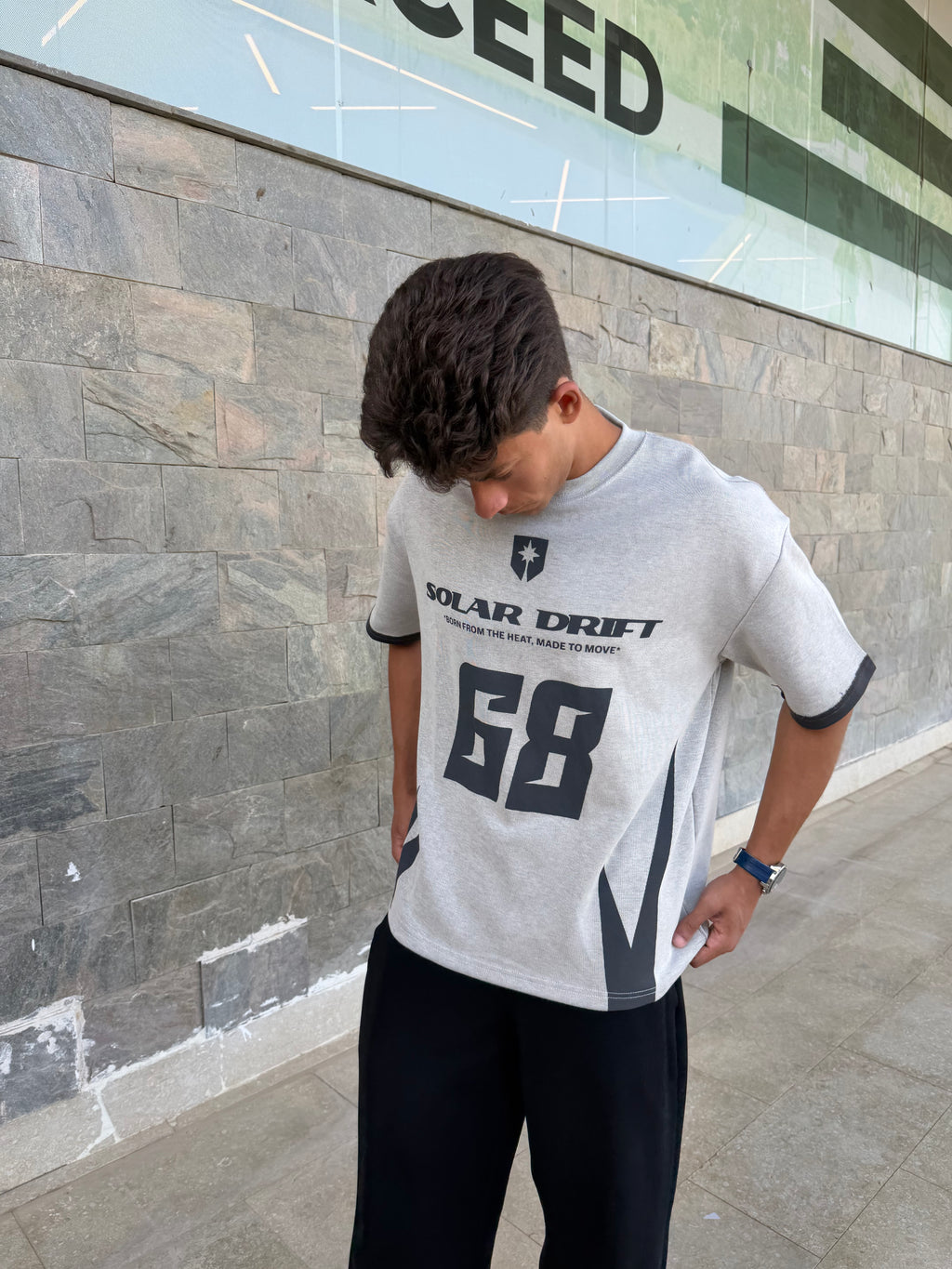Solar Drift Tee - Grey/ Olive Green