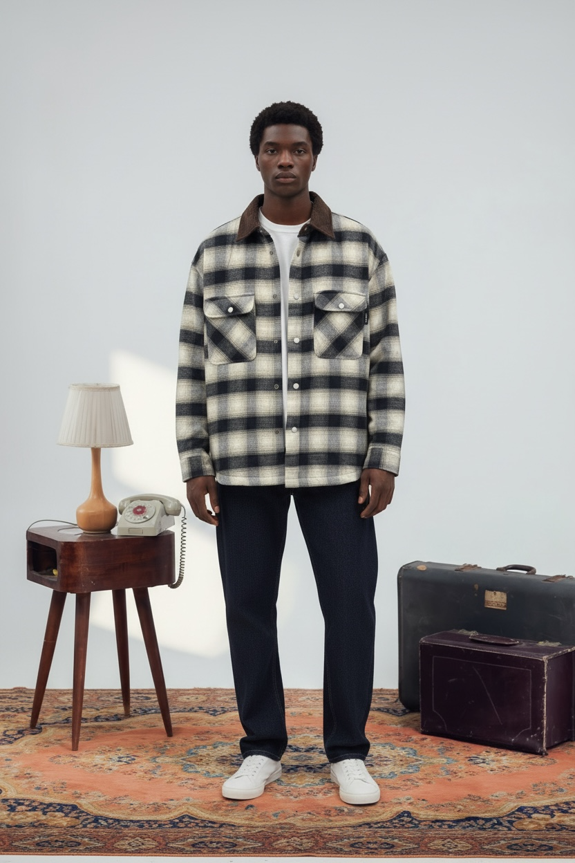 CEVAR Padded plaid shirt